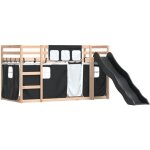 Vidaxl - lit superposé avec toboggan et rideaux blanc et noir 80x200 cm Vidaxl - lit superposé avec toboggan et rideaux blanc et noir 80x200 cm