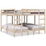Lit superpos triple 200x200 / 80x200 cm bois de pin massif
