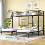 Lit superpos triple 90x200cm avec chelle pour enfants et adolescents - lit en fer avec barrire antichute ...