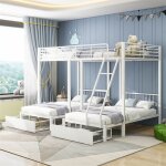 Fortuna lai - lit superpos triple, cadre de lit mtallique, 140x200cm et 2 lit 90x200cm, avec chelle ...
