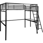 Les tendances - lit sur�lev� avec bureau 140x190 cm en m�tal noir