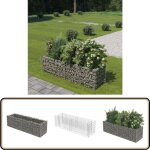 Vidaxl - lit surlev  gabion acier galvanis 180x50x50 cm - jardiniere - gabion - fleurissement - dcoration ...