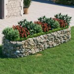 The living store - lit surlev  gabion fer galvanis 300x100x50 cm - jardiniere en gabion - lit surlev ...