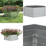 Vidaxl - lit sur�lev� de jardin 129x45 cm acier galvanis� argent� - jardiniere metal - pot de fleurs ...
