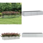 Lit sur�lev� de jardin 240x80x45 cm acier galvanis� argent� - jardiniere metal - pot de fleurs exterieur ...