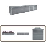 Vidaxl - lit surlev de jardin acier galvanis 400x80x45 cm gris - jardinire - pot de fleurs extrieur ...