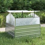 Lit surélevé de jardin avec serre 100x100x85 cm argenté - jardiniere metal - pot de fleurs exterieur ... Lit surélevé de jardin avec serre 100x100x85 cm argenté - jardiniere metal - pot de fleurs exterieur ...