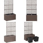 Vidaxl - lit surlev treillis 2 pots 58x30x107cm rsine tresse marron - jardinire en treillis - jardin ...