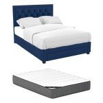 Vente - unique - lit avec tiroirs 160 x 200 cm - tissu velours bleu + matelas - leopold