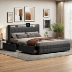 Lit tiroir 160x200 cm, lit double avec 4 tiroirs, lit double capitonn, lit adulte avec led, lit 2 places ...