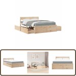 Vidaxl - lit avec tiroirs et matelas 120x190 cm bois massif de pin - lit double - lit plateforme - lit ...