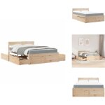 Vidaxl - lit avec tiroirs et matelas 120x190 cm bois massif de pin - lit double - lit plateforme - lit ...