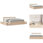 Vidaxl - lit avec tiroirs et matelas 180x200 cm bois massif de pin - lit double - lit plateforme - lit ...
