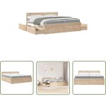 The living store - lit avec tiroirs et matelas 200x200 cm bois massif de pin - lit double - lit plateforme ...