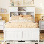 Redom - lit simple 90x200 cm, avec lit gigogne et 3 tiroirs, 6 rangements en tte de lit, sommier  lattes, ...