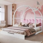 Lit  toit arqu extensible, lit coulissant, lit pour enfant, lit de repos, lit double, coussin en velours, ...