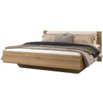 Meublorama - lit vertigo ? 180x200 cm ? ch�ne sauvage et beige sable ? sans sommier ? pied de lit design ...