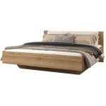 Meublorama - lit vertigo ? 180x200 cm avec sommier inclus ? ch�ne sauvage et beige sable ? pied de lit ...