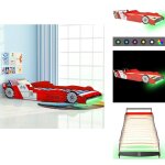 Lit voiture de course pour enfants avec led 90 x 200 cm rouge - lit enfant - lit b�b� - lit voiture de ...