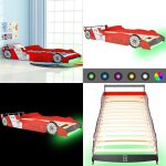 Lit voiture de course pour enfants avec led 90 x 200 cm rouge - lit enfant - lit bébé - lit voiture de ... Lit voiture de course pour enfants avec led 90 x 200 cm rouge - lit enfant - lit bébé - lit voiture de ...