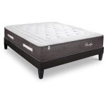 Bellecour - literie ensemble privilege 200x200 cm matelas ressorts ensachs + sommier bois