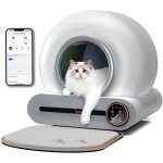Litire chat autonettoyante capacit maximale de 65l, bac  litire pour chat alerte intelligente via ...