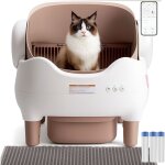 Litire chat autonettoyante capacit maximale de 65l, bac  litire pour chat alerte intelligente via ...