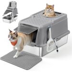 Crystal duo bac � liti�re - liti�re et bac � liti�re - maison de toilette pour chat avec porte battante, ...