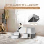Litière fermée pour chat - bac en acier inoxydable + plastique renforcé - avec passoire intégrée - design ... Litière fermée pour chat - bac en acier inoxydable + plastique renforcé - avec passoire intégrée - design ...