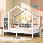 Liuyoyo lits jumeaux pour enfants, lits jumeaux avec tagres, lit plateforme en pin massif avec tte ...