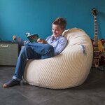 Livedeco - pouf poire dhoussable avec billes, velours ctel beige, intrieur pour salon, chambre - ...