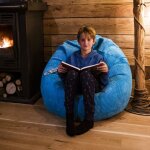 Livedeco - pouf poire déhoussable avec billes, velours côtelé bleu ciel, intérieur pour salon, chambre ... Livedeco - pouf poire déhoussable avec billes, velours côtelé bleu ciel, intérieur pour salon, chambre ...