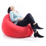 Livedeco - pouf poire xl intrieur, dhoussable, salon, chambre, tissu stretch lastique, rouge big52 ...