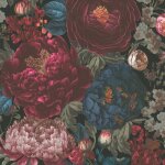 Livingwalls - papier peint fleurs rouge et bleu sur fond noir, salon, salle � mange, chambre, 399791