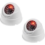 Lot de 2 fausses camras de surveillance dme avec led clignotantes pour la scurit de la maison, blanc ...