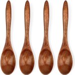 Lot de 4 petites cuillres en bois, cuillres  miel de 14 cm pour th, cuillres en bois pour manger, ...