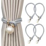 4 pices embrasse pour rideaux, embrases pour voilages grandes perles pour dcoration de maison, bureau ...