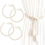 4pcs embrasses de rideaux, embrasse pour rideaux grandes perles, embrasse rideau coton faite  la main, ...