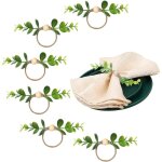 Lot de 6 ronds de serviette en bois avec perles en bois - pour d�coration de table � manger, banquet, ...