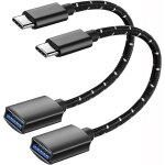 Adaptateur usb c vers usb [lot de 2], cble otg usb type c mle vers usb a femelle, compatible avec iphone ...