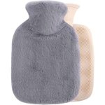 Bouillotte eau chaude, bouteille d'eau chaude avec housse 2l bouillotte eau chaude bouillotte peluche ...