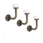 Crochet porte manteau, 3 pices patere vintage, cramique porte manteau mural, alliage de zinc avec 6 ...
