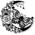 Lntyq deco murale metal noire dcoration murale de papillon de fleurs de lune sculptures dcoration chambre ...
