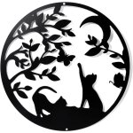 Lntyq dcoration murale en mtal avec des chats, noir tenture dcor silhouette mur art pour la maison ...