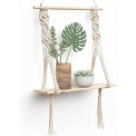 Etagere murale bois macram boheme deco plantes simple houppe manuel tiss chambre salon wc etagere suspendue ...