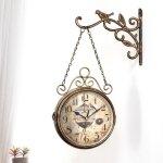 Lntyq - horloge de gare double face, au design rtro, en fer forg,  suspendre, horloge de gare, 20, ...