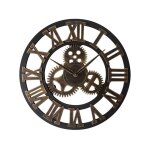 Lntyq - horloge murale 3d grand engrenages or, 30 cm bois vintage silencieuse, industrielle pendule murale ...