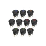 Interrupteur  bascule rond 12 v dc 12 v 20 a 3 broches  verrouillage spst 10 pices avec 5 couleurs ...