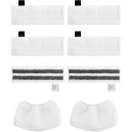 Kit 8 accessoire pour nettoyeur vapeur krcher sc2 sc3 sc4 sc5 comprend 6 bonnettes microfibre + 2 serpilleres ...