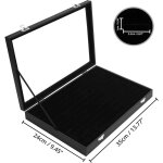 Lntyq presentoir bagues en velours noir avec couvercle - pr�sentoir bague avec 100 encoches - rangement ...